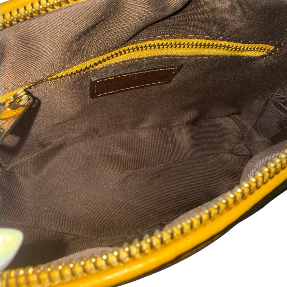 Divina Firenze Italian Leather Mini Satchel Yellow Brown NWT - Picture 5 of 5